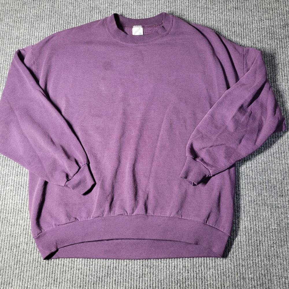 Vintage 90s‎ Jerzees Purple Blank Sweatshirt Size 2XL* Fleece Made In USA